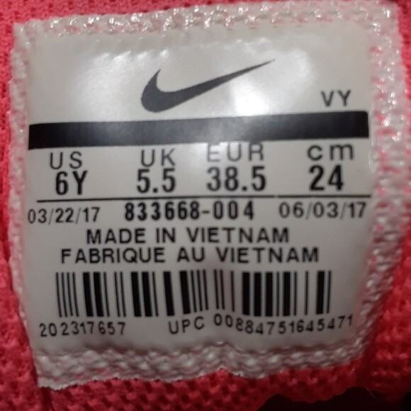 Nike Size 6Y - Women's Size 7.5 Black, Orange and White Lace Up Sneakers Shoes - Picture 3 of 6